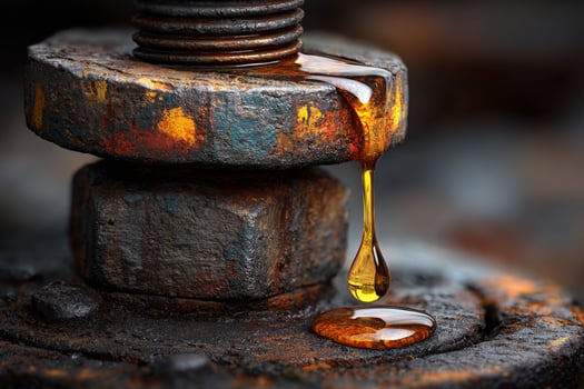 A close up of a metal object with a drop of oil photo