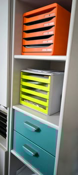 Bright document trays and organizers for a modern office or home office photo