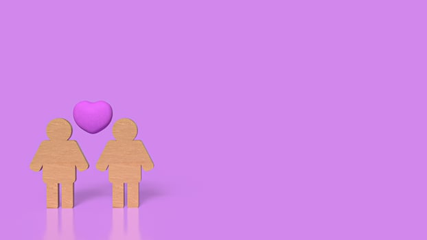Wood plate two men and heart for lgbtq concept 3d Rendering. photo