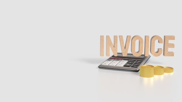 Calculator and coins for Invoice or Business concept 3d Rendering. photo