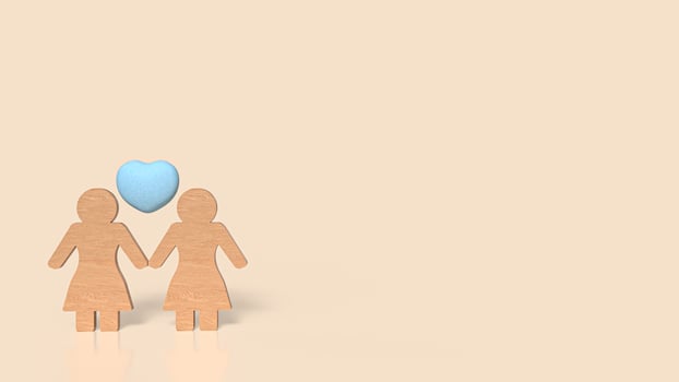 Wood plate women and heart for lgbtq concept 3d Rendering. photo