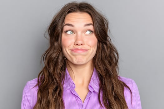 Woman making a silly face with crossed eyes photo