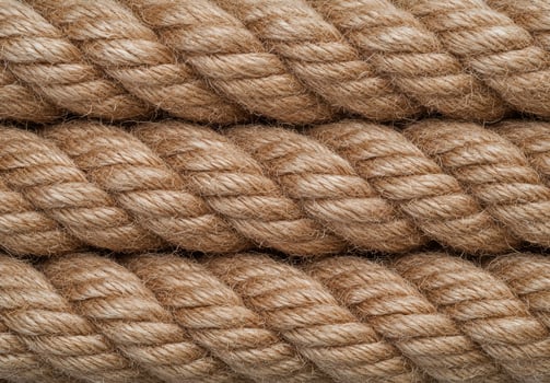 Detailed texture of a thick, braided natural rope photo