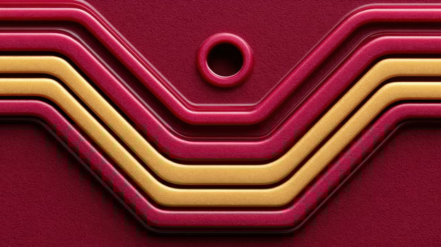 Abstract burgundy and gold geometric pattern with central circle photo