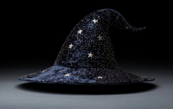 Enchanting blue wizard hat with silver stars photo