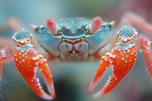 Amazing close up of a vibrant colorful crab with intricate details. photo