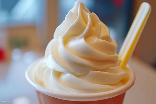 Delicious Creamy Soft Serve Ice Cream in a Cup with Spoon. photo