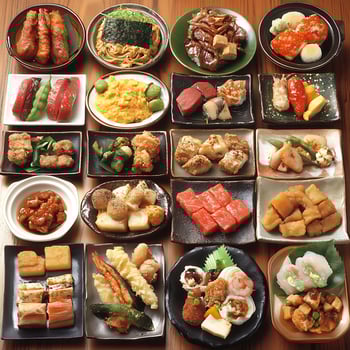 A Delicious Variety of Japanese Food Dishes for a Feast. photo