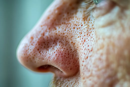 Extreme Close Up Of A Human Nose Showing Pores And Fine Hairs. photo