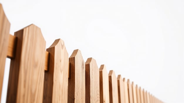 New wooden fence creating privacy and security in residential area photo