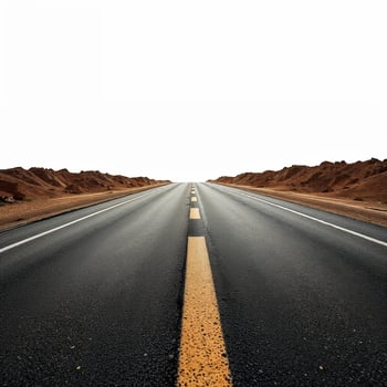 Endless desert highway stretching into horizon photo