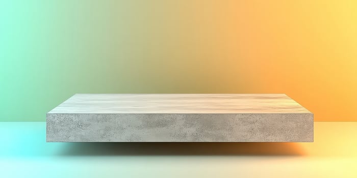 Abstract rectangular platform with colorful pastel gradient background photo