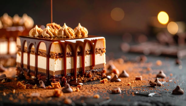 Chocolate layer cake with frosting photo