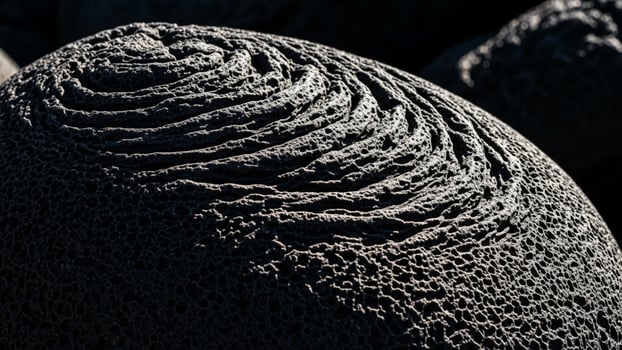 A close up of a rock with a black pattern photo