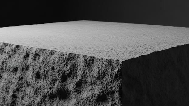 A black and white image of a block of concrete photo