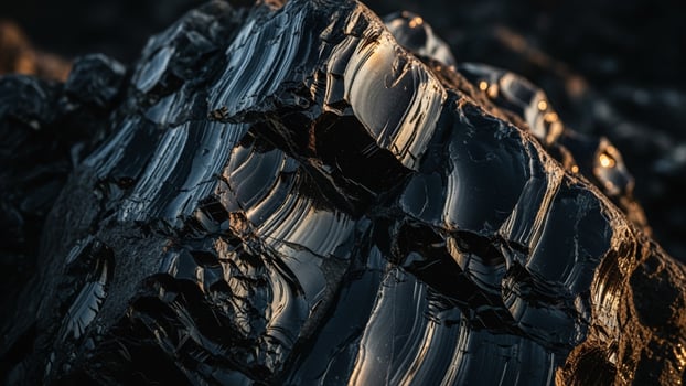 A close up of a rock with black lines photo