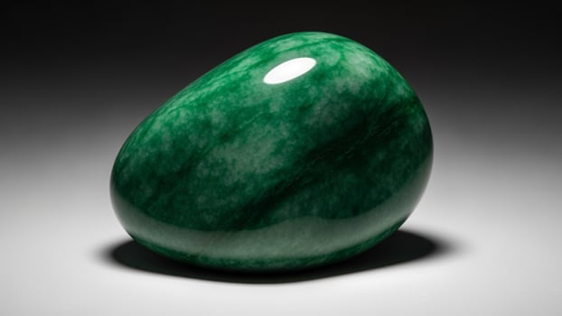 A green stone shaped like an egg photo