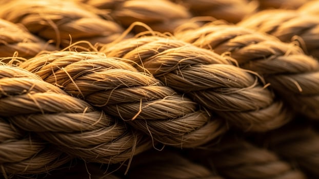 Close up of a rope with some brown strands photo