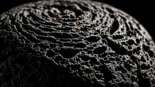 A close up of a black ball with holes photo
