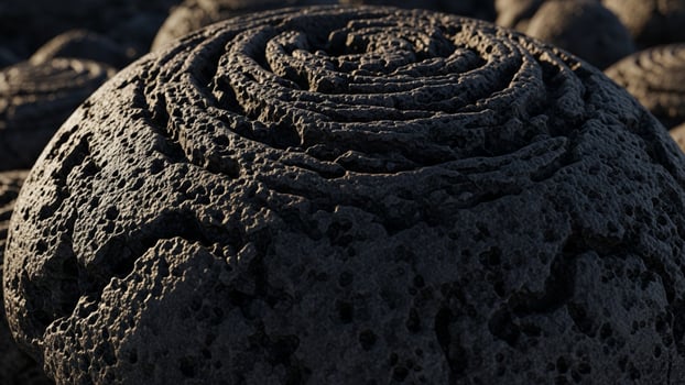 A close up of a large rock with a spiral pattern photo