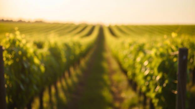 A vineyard field with rows of green grapes photo