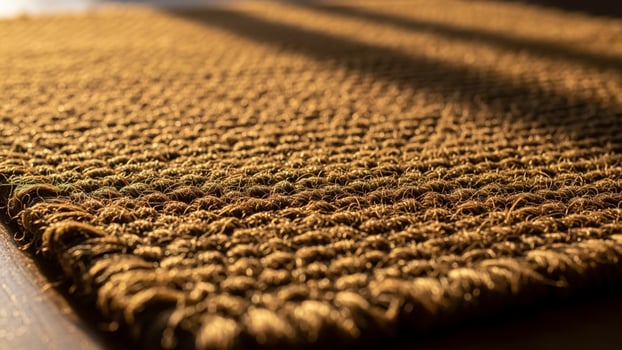 A close up of a brown rug on a wooden floor photo