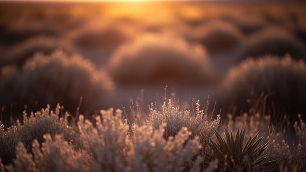 A field of grasses at sunset photo