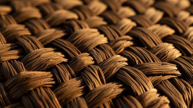 Close up of a woven basket with brown yarn photo