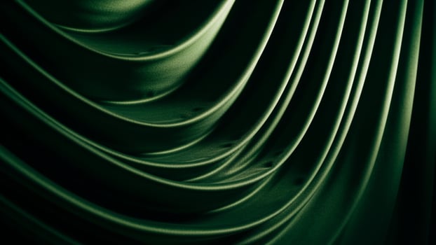 Green silk curtain with a dark background photo