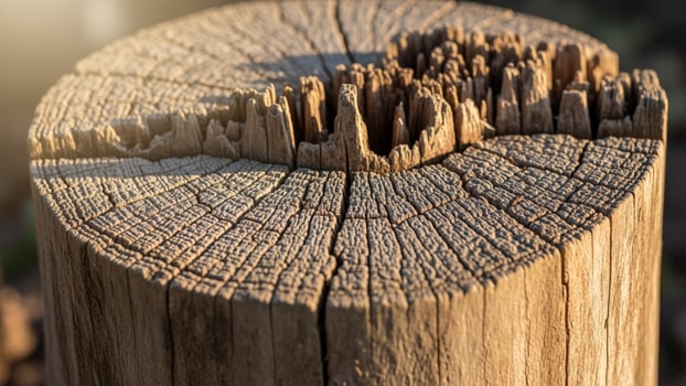 A close up of a wooden post with a hole in it photo