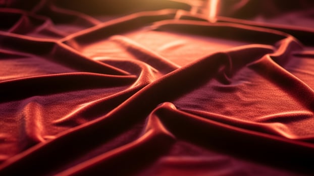 A red fabric with a light shining through it photo