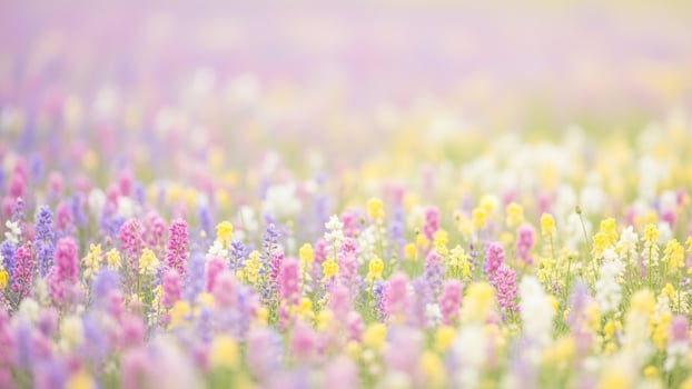A field of wild flowers in a field of green photo