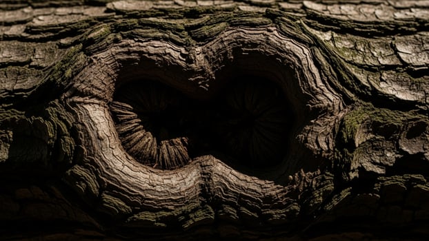 A tree with a heart shaped hole in it photo