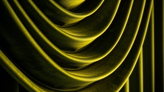 A close up of a green curtain with a yellow background photo