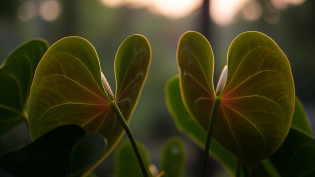 Two leaves are shaped like hearts photo