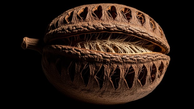 A walnut shell with a hole in it photo