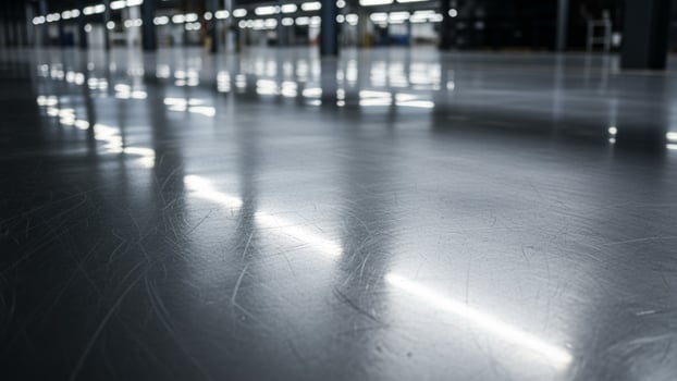 A shiny metal floor in an industrial warehouse photo