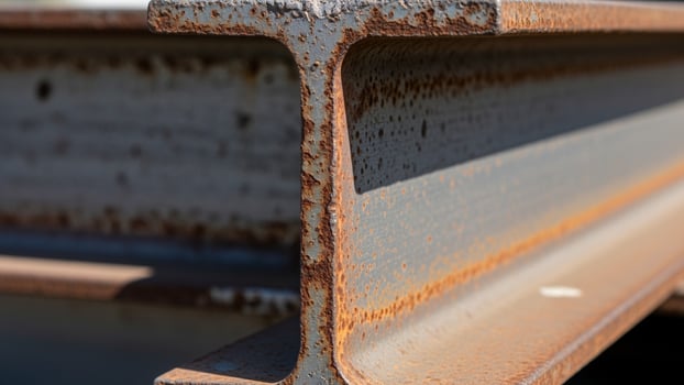 A close up of a rusted steel beam photo