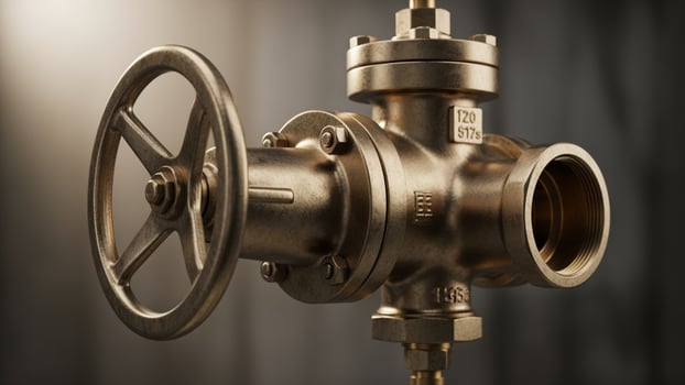 A close up of a valve with a metal handle photo