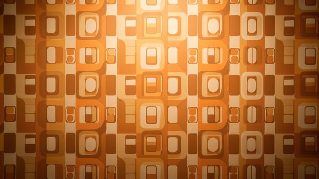 Retro wallpaper with squares and circles in orange and brown photo