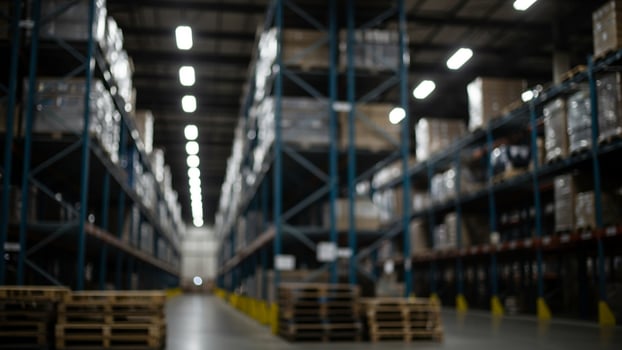 A warehouse with pallets and shelves photo
