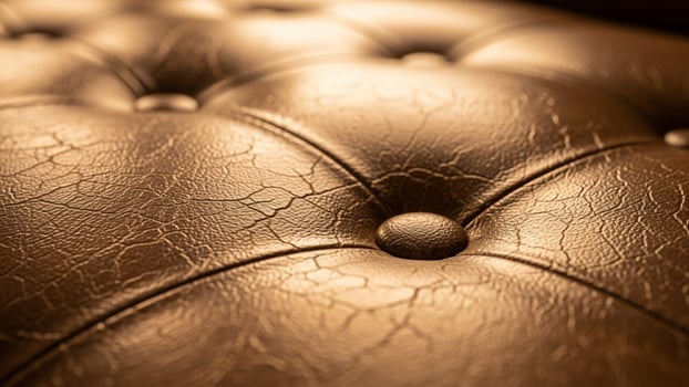 A close up of a leather couch with a brown color photo