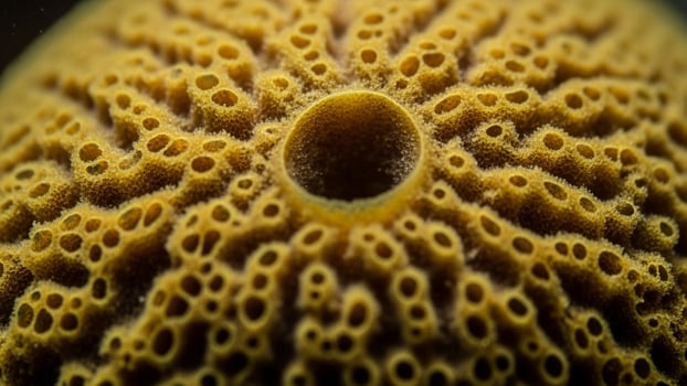 A close up of a coral with holes photo