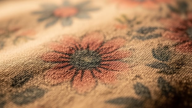 A close up of a floral pattern on a fabric photo