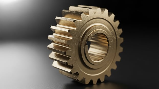 Golden gear on a black surface photo