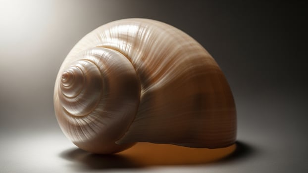 A shell is shown on a table photo