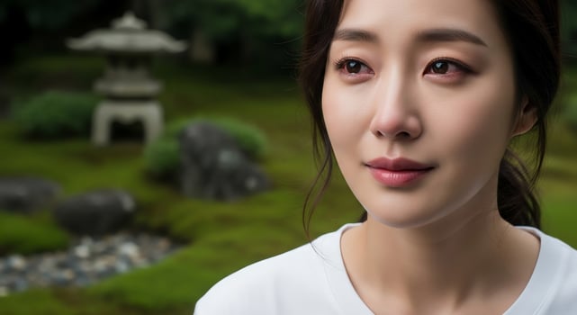 A woman in a white shirt looking at the camera photo