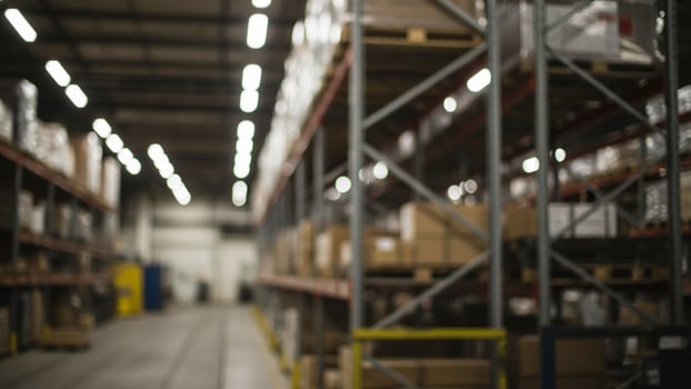 A warehouse with shelves and boxes photo