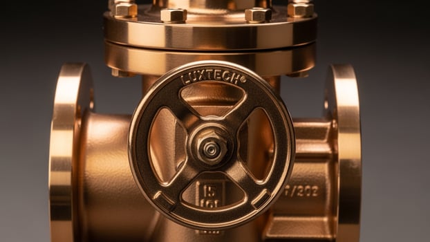 A close up of a copper colored valve photo