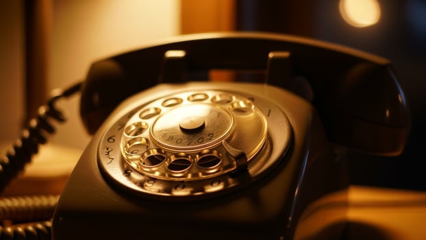 An old fashioned rotary telephone on a table photo